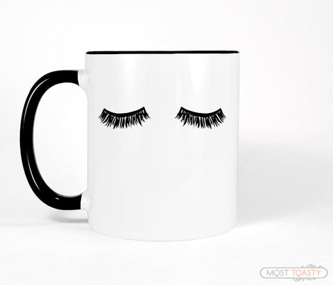 Cute Eyelashes Mug, Black and White Coffee Cup