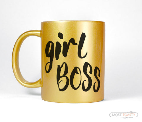 Girl Boss Gold Coffee Mug - Women's Girl Power Entrepreneur Gift