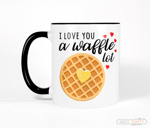 Love You Waffle Cute Hearts Black and White Funny Mug