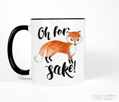 Oh For Fox Sake Cute Black and White Mug