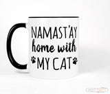 Namastay Home with My Cat Cute Black and White Mug